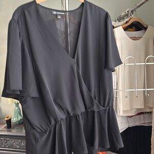 Sheer Black V-Neck Blouse